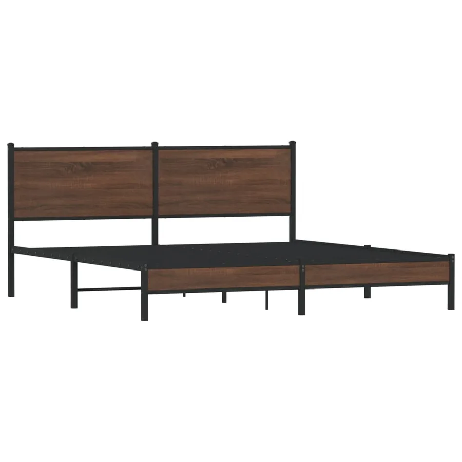 Cadre de lit en métal sans matelas chêne marron 180x200 cm - 3