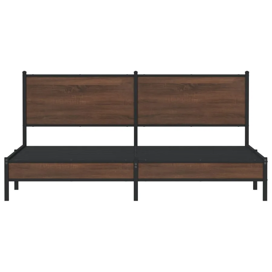 Cadre de lit en métal sans matelas chêne marron 180x200 cm - 5