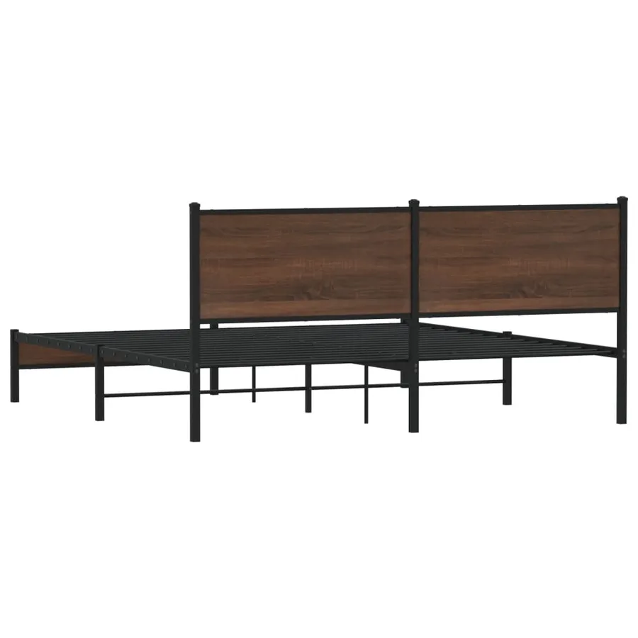 Cadre de lit en métal sans matelas chêne marron 180x200 cm - 7