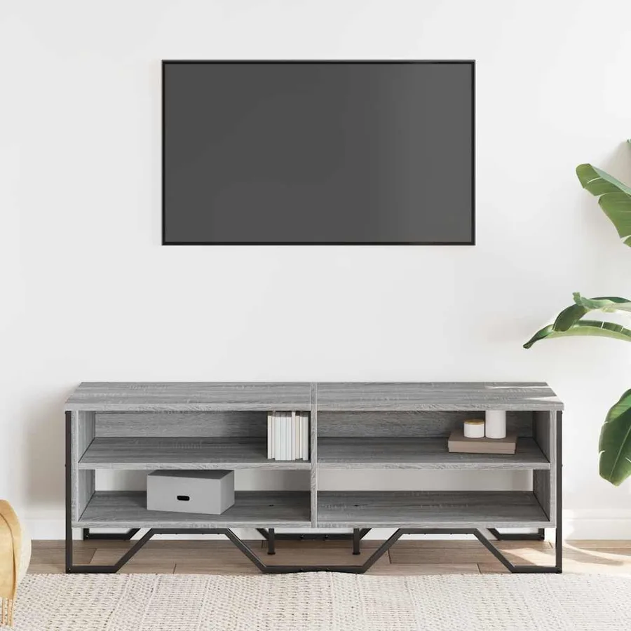 Meuble TV sonoma gris 122x34x41 cm bois d'ingénierie - 3