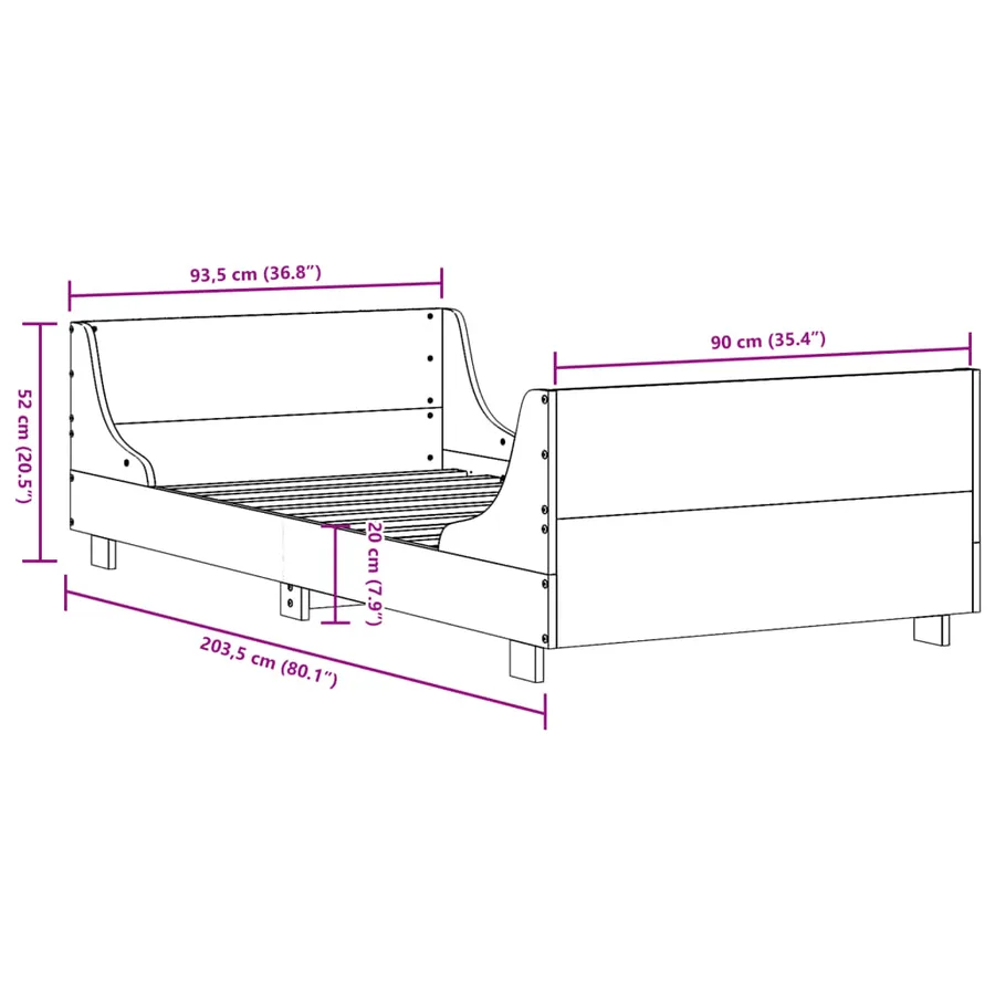 Cadre de lit sans matelas 90x200 cm bois de pin massif - 9