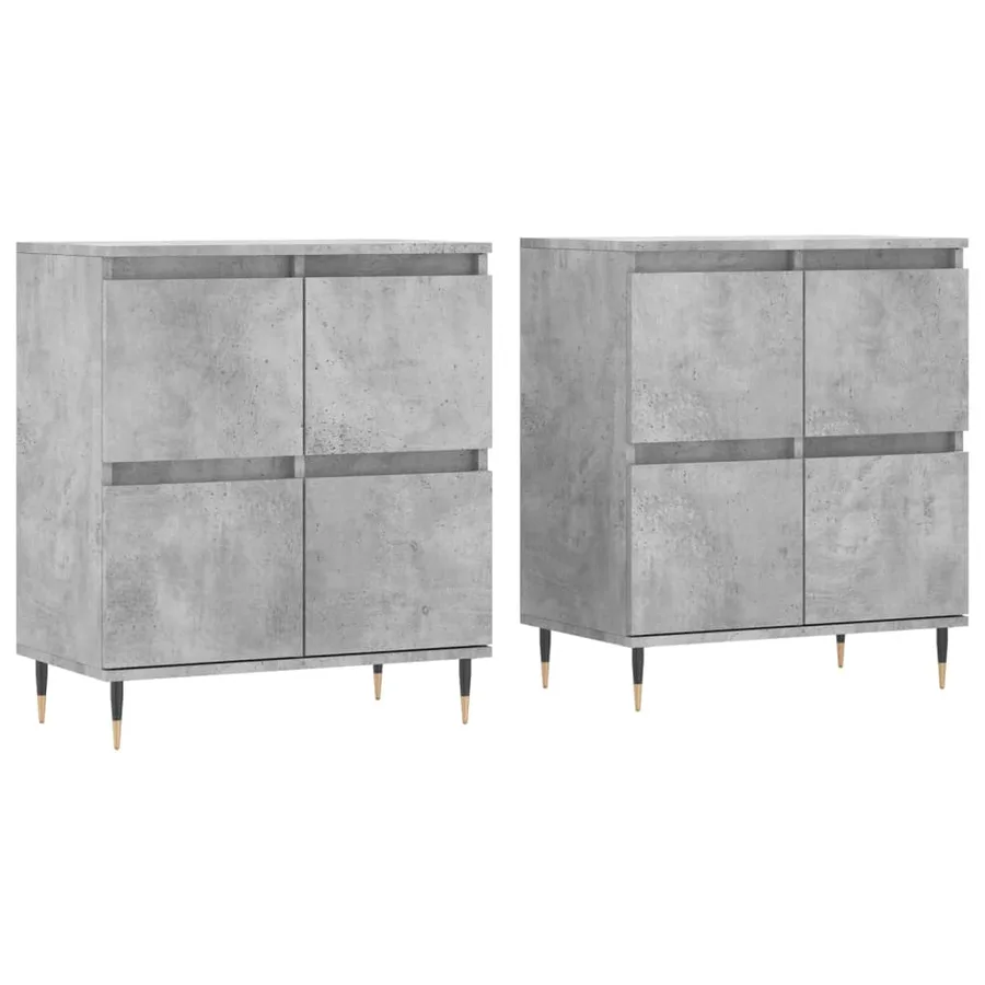 Buffets 2 pcs gris béton bois d'ingénierie - 2
