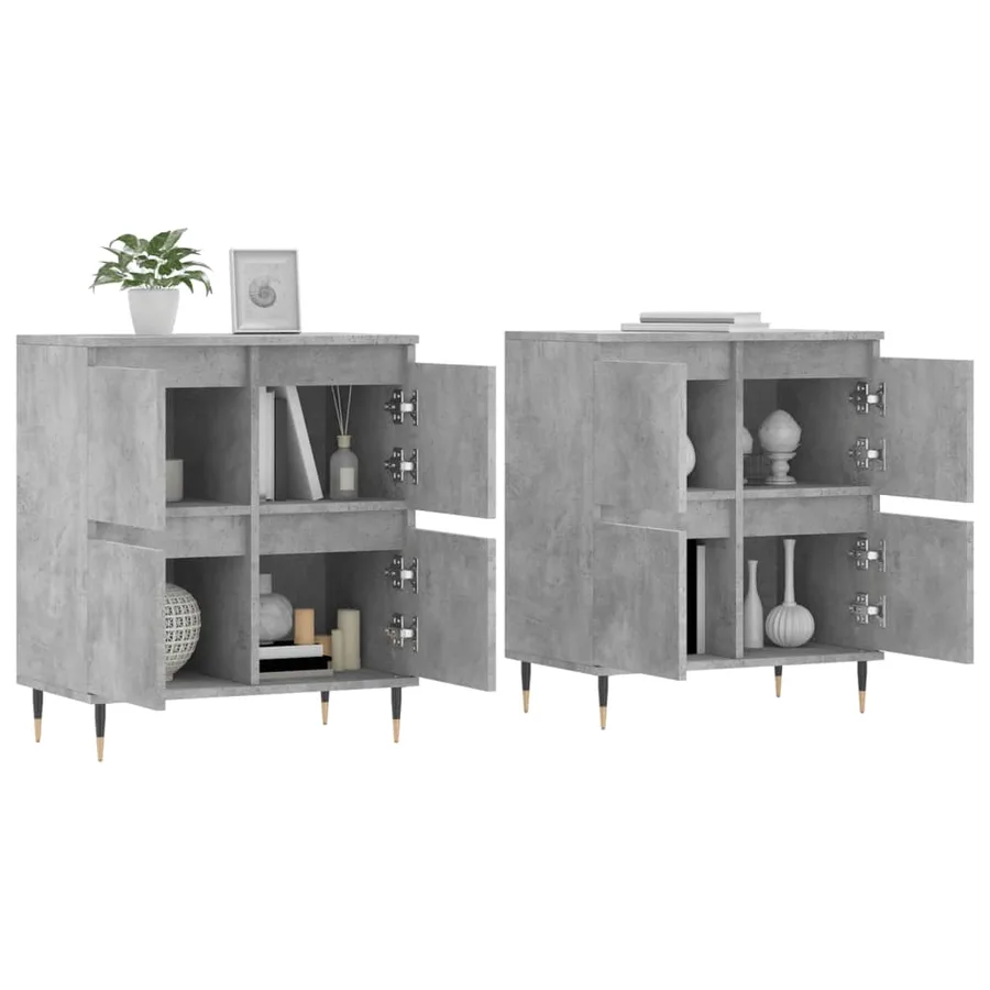 Buffets 2 pcs gris béton bois d'ingénierie - 3