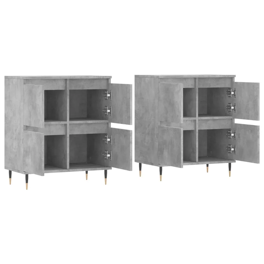 Buffets 2 pcs gris béton bois d'ingénierie - 4