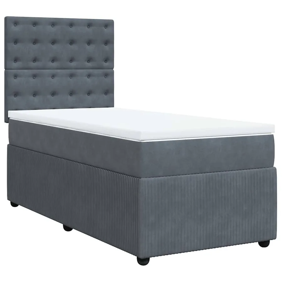 Sommier à lattes de lit et matelas Gris foncé 80x200 cm Velours - 3