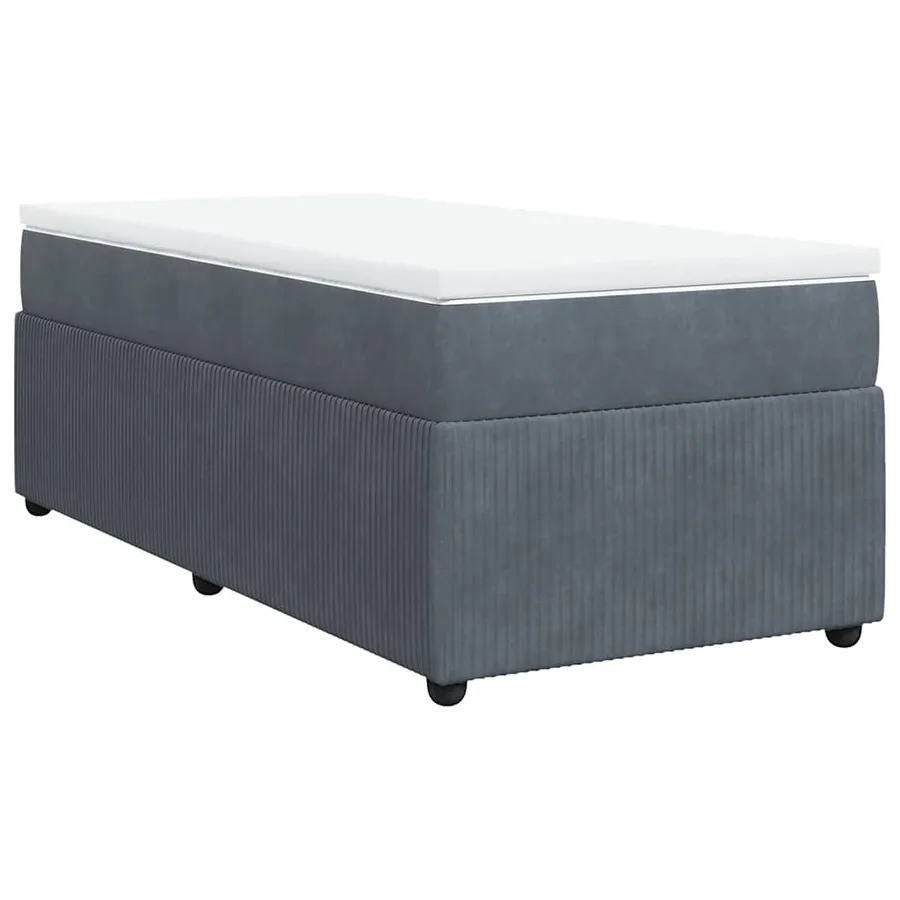 Sommier à lattes de lit et matelas Gris foncé 80x200 cm Velours - 2