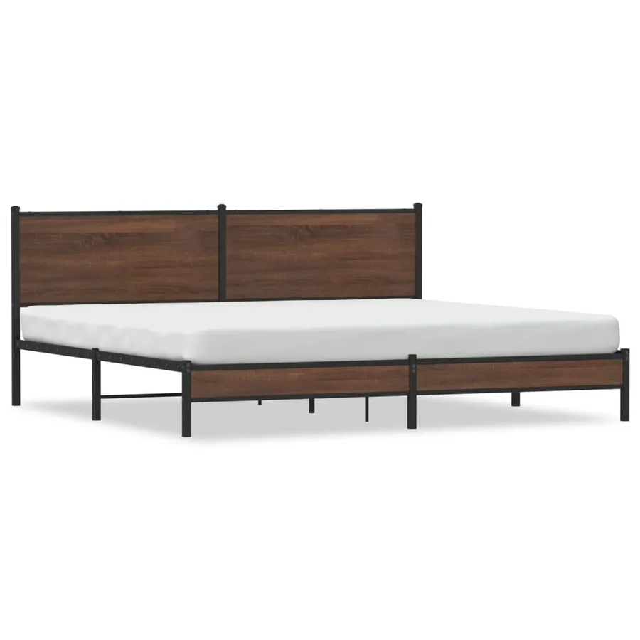 Cadre de lit en métal sans matelas chêne marron 193x203 cm - 2