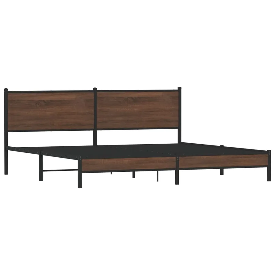 Cadre de lit en métal sans matelas chêne marron 193x203 cm - 3