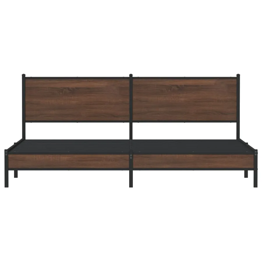 Cadre de lit en métal sans matelas chêne marron 193x203 cm - 5