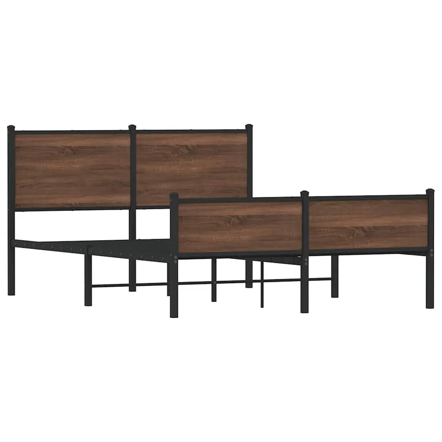 Cadre de lit en métal sans matelas chêne marron 150x200 cm - 3