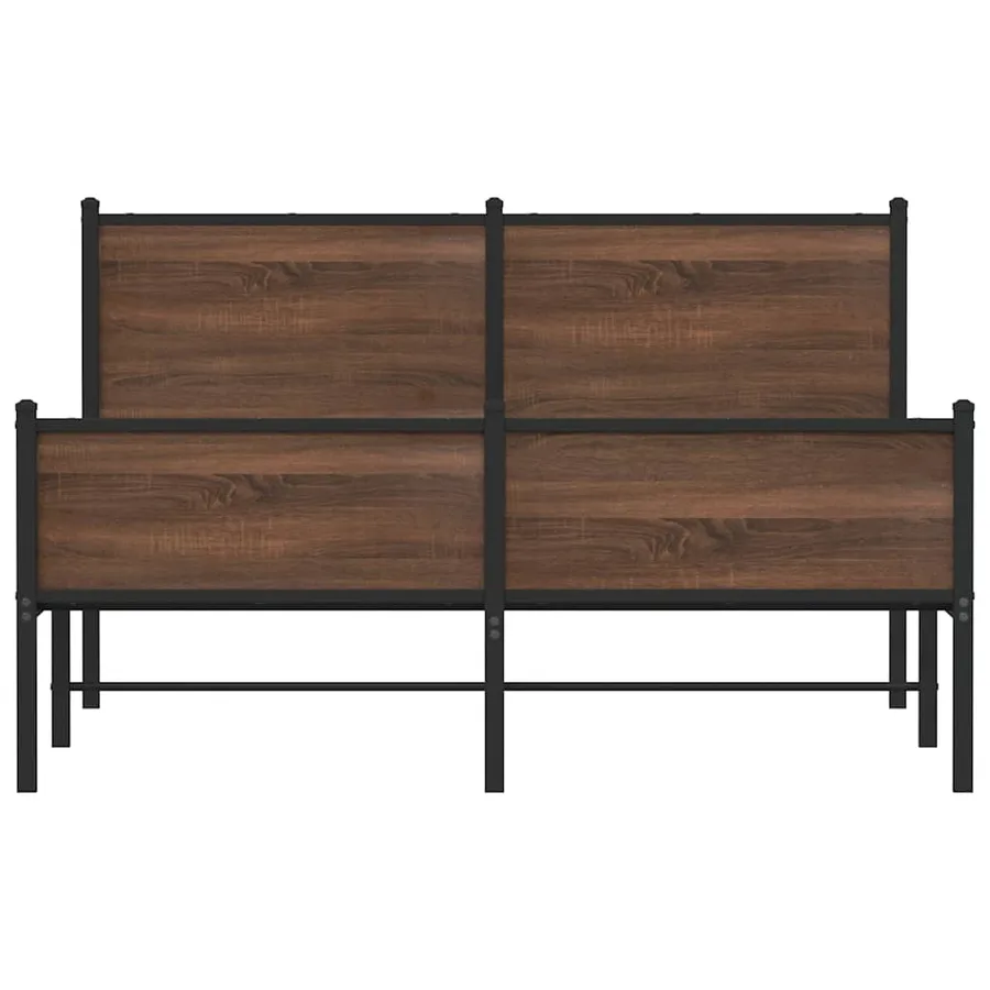 Cadre de lit en métal sans matelas chêne marron 150x200 cm - 5