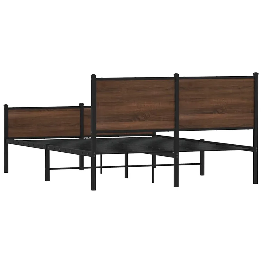 Cadre de lit en métal sans matelas chêne marron 150x200 cm - 7