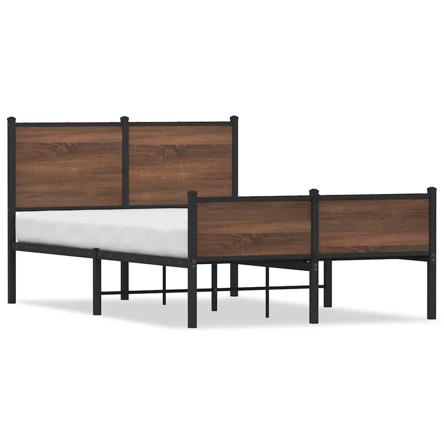 Cadre de lit en métal sans matelas chêne marron 120x200 cm - 2