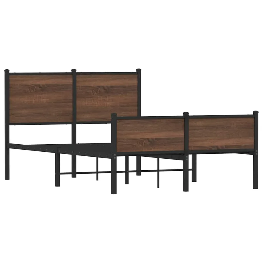 Cadre de lit en métal sans matelas chêne marron 120x200 cm - 3