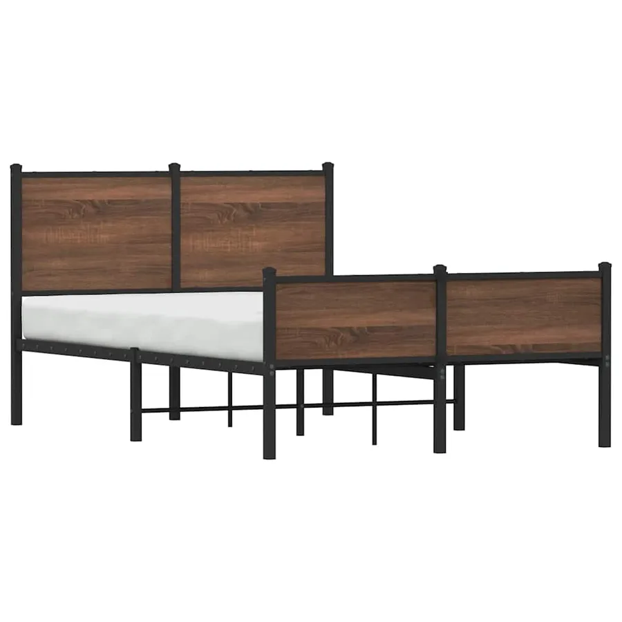 Cadre de lit en métal sans matelas chêne marron 120x200 cm - 4