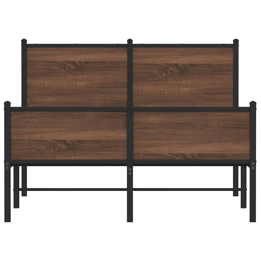 Cadre de lit en métal sans matelas chêne marron 120x200 cm - 5