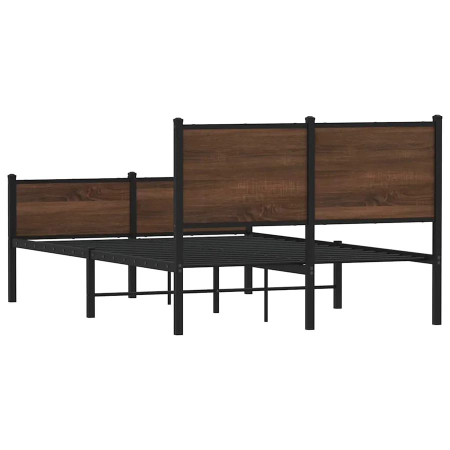 Cadre de lit en métal sans matelas chêne marron 120x200 cm - 7