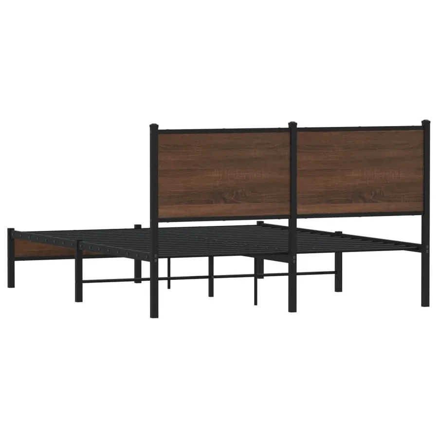 Cadre de lit en métal sans matelas chêne marron 137x190 cm - 7