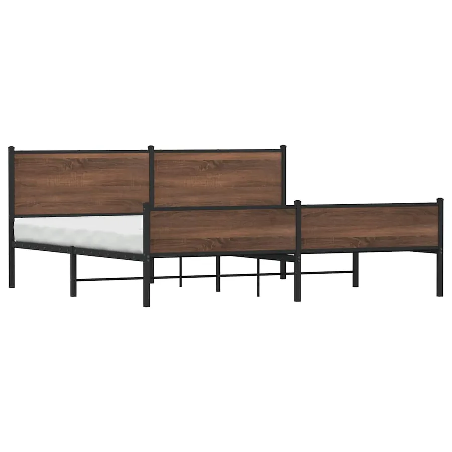 Cadre de lit en métal sans matelas chêne marron 200x200 cm - 4