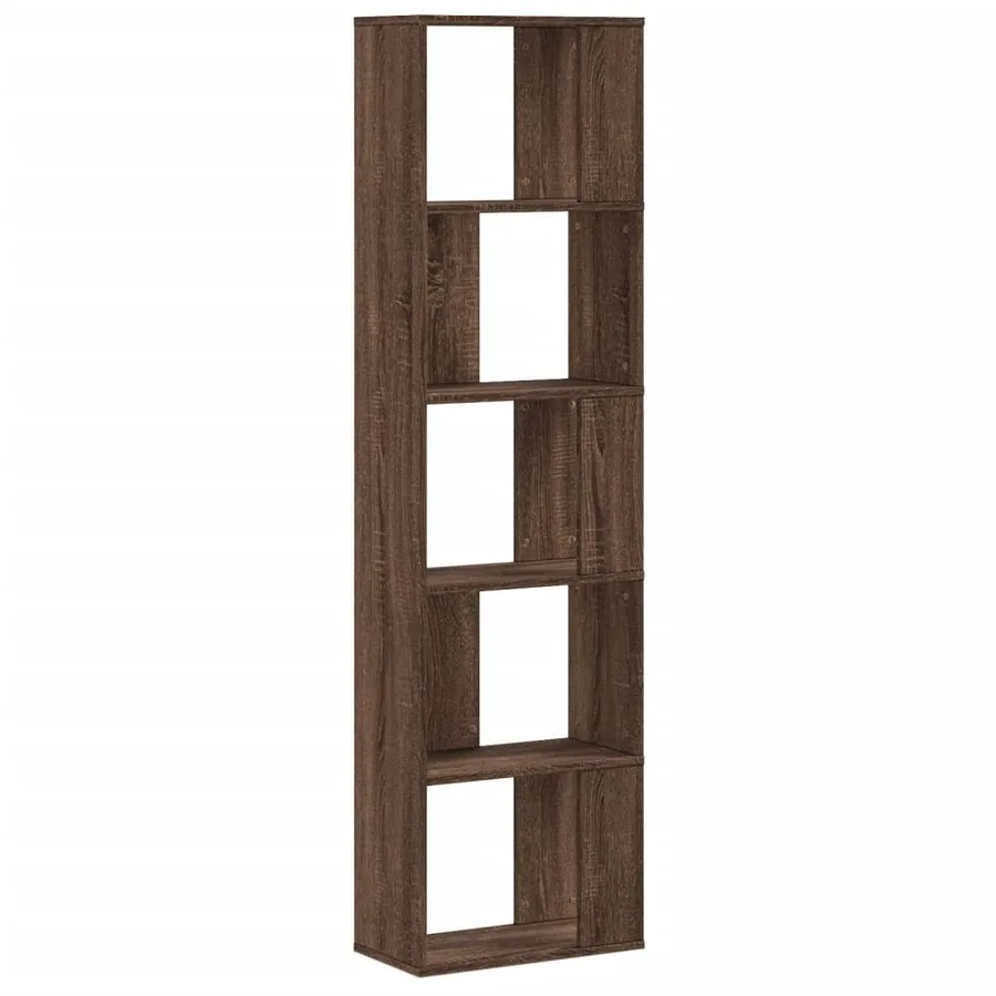 Bibliothèque 5 niveaux chêne marron bois ingénierie - 4