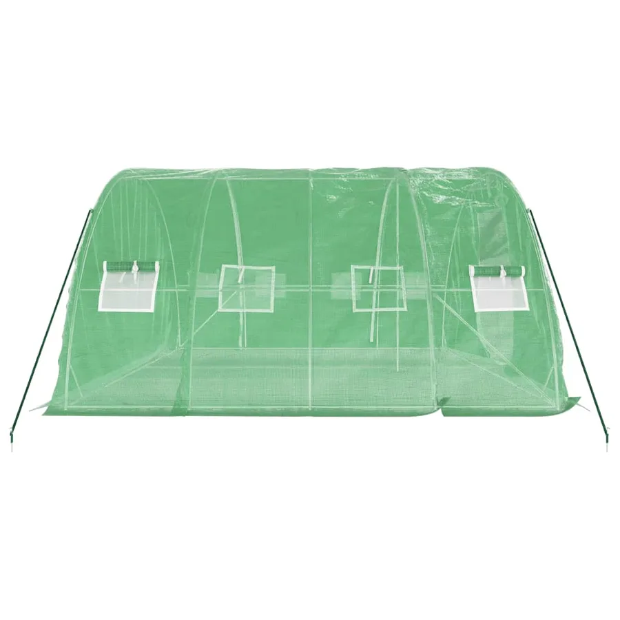 Serre avec cadre en acier vert 20 m² 5x4x2,3 m - 5