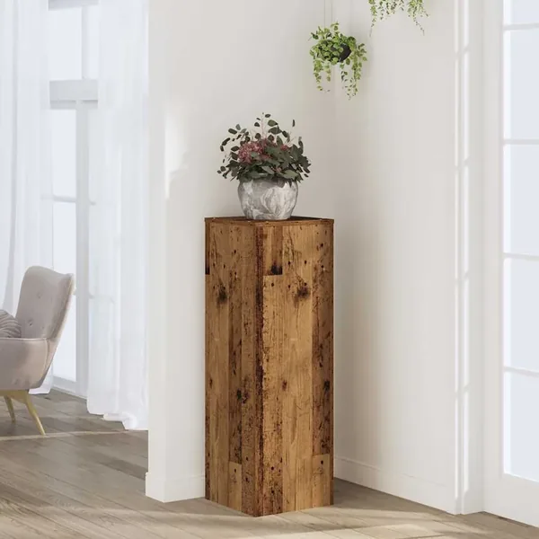 Support pour plantes vieux bois 33x33x100 cm bois d'ingénierie
