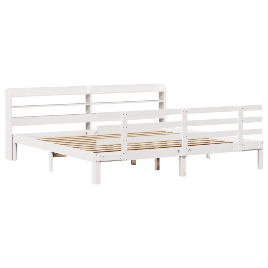 Cadre de lit avec tête de lit sans matelas blanc 200x200 cm - 2