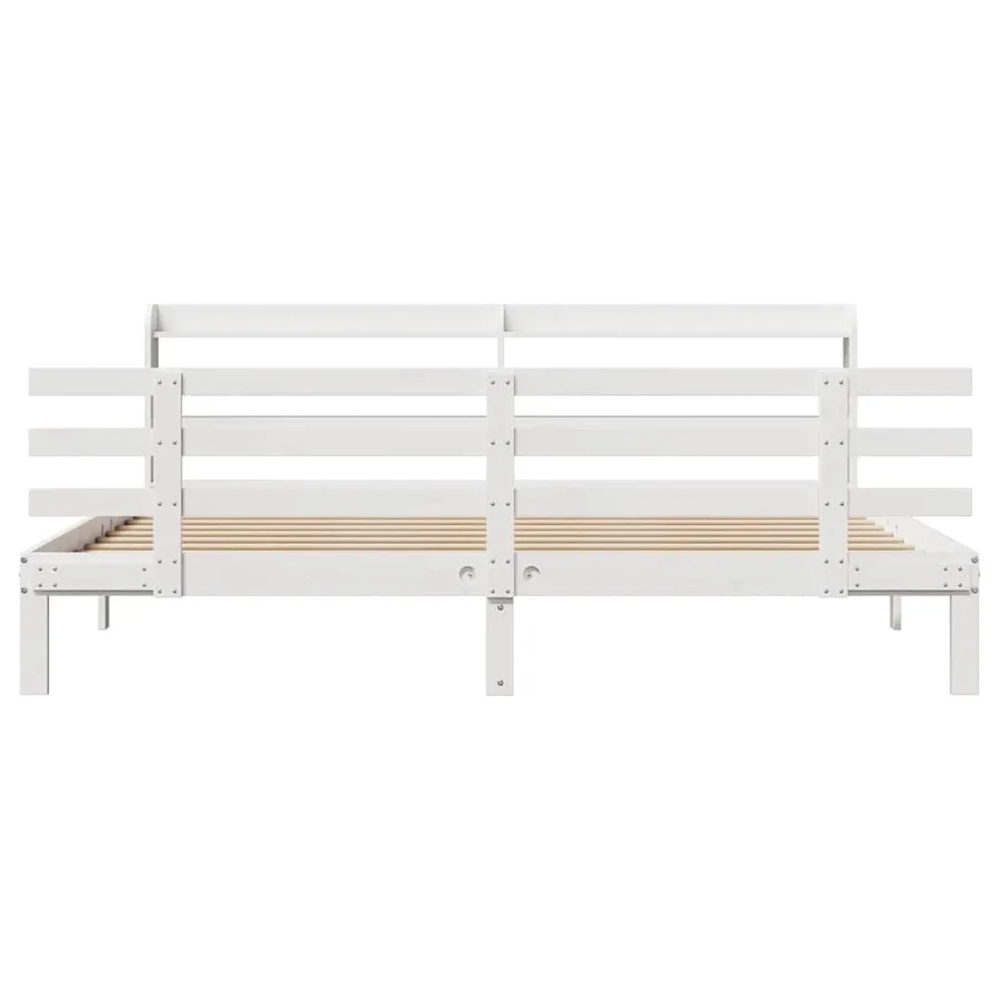 Cadre de lit avec tête de lit sans matelas blanc 200x200 cm - 3