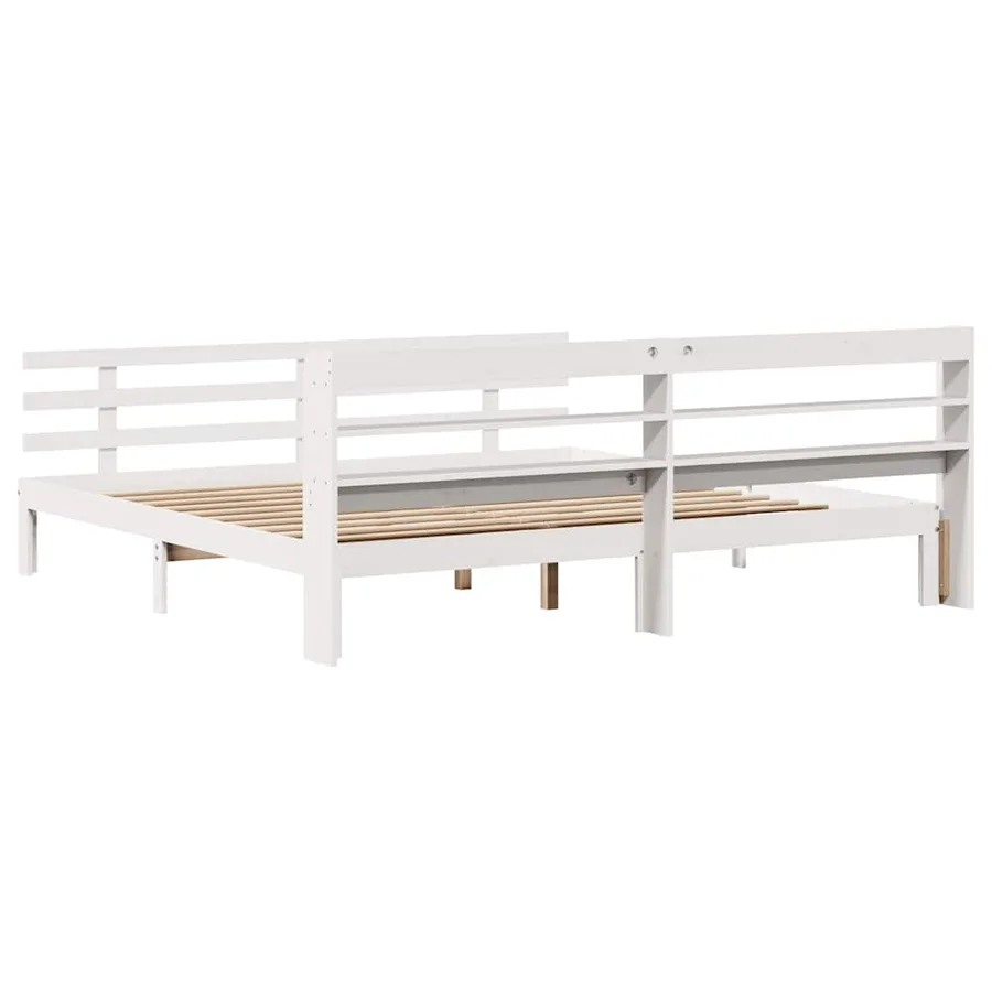 Cadre de lit avec tête de lit sans matelas blanc 200x200 cm - 7