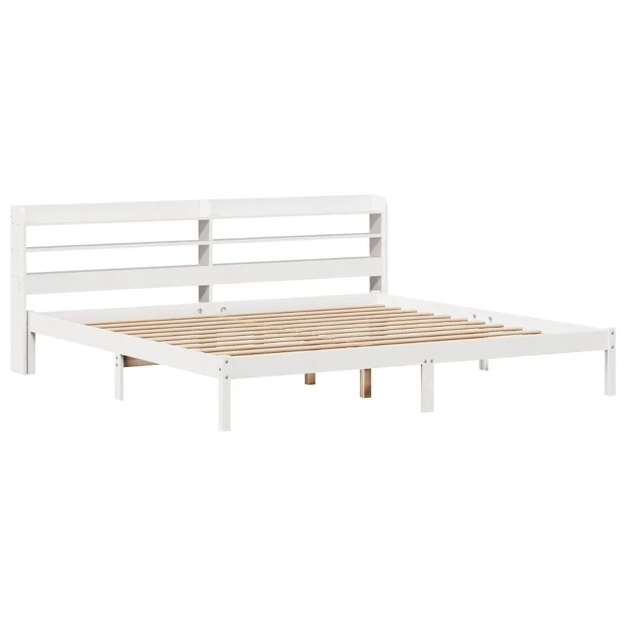 Cadre de lit sans matelas blanc 200x200 cm bois massif de pin - 3