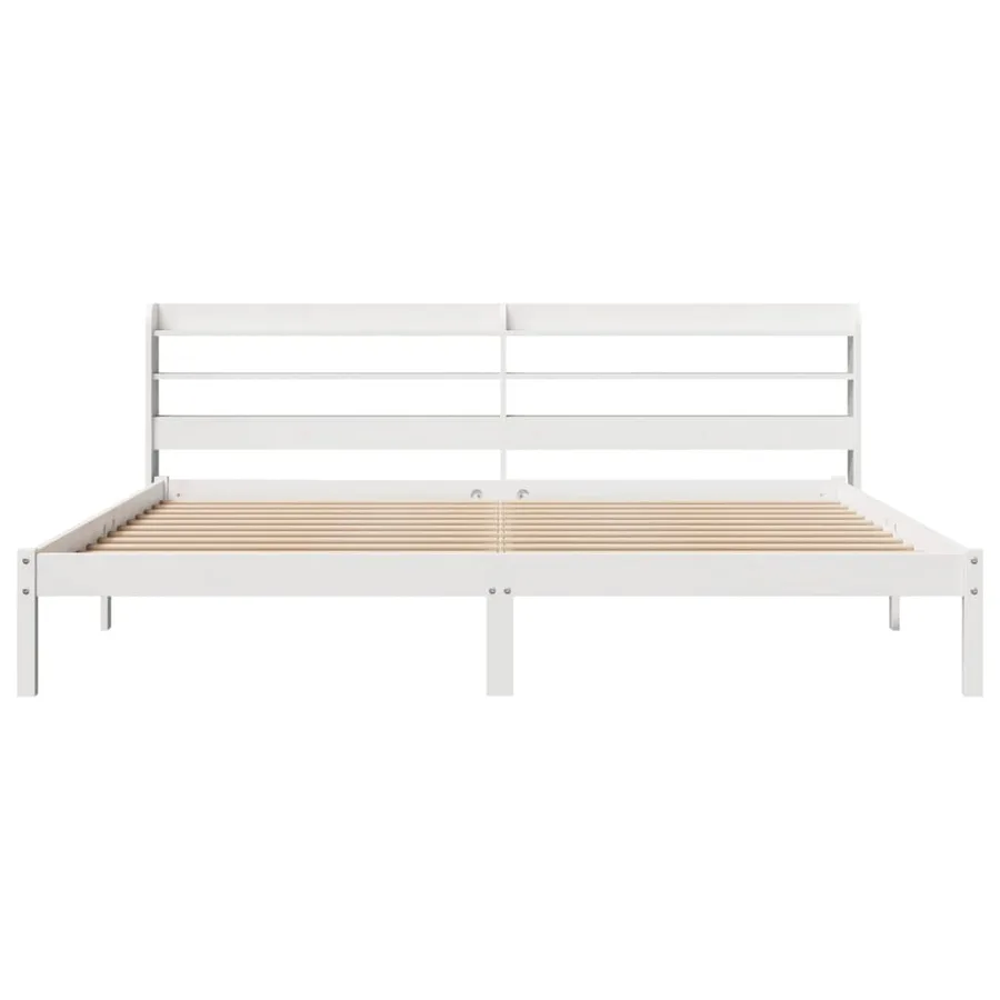 Cadre de lit sans matelas blanc 200x200 cm bois massif de pin - 4