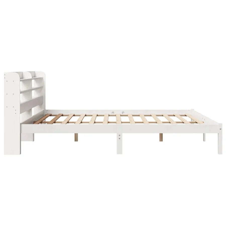 Cadre de lit sans matelas blanc 200x200 cm bois massif de pin - 5