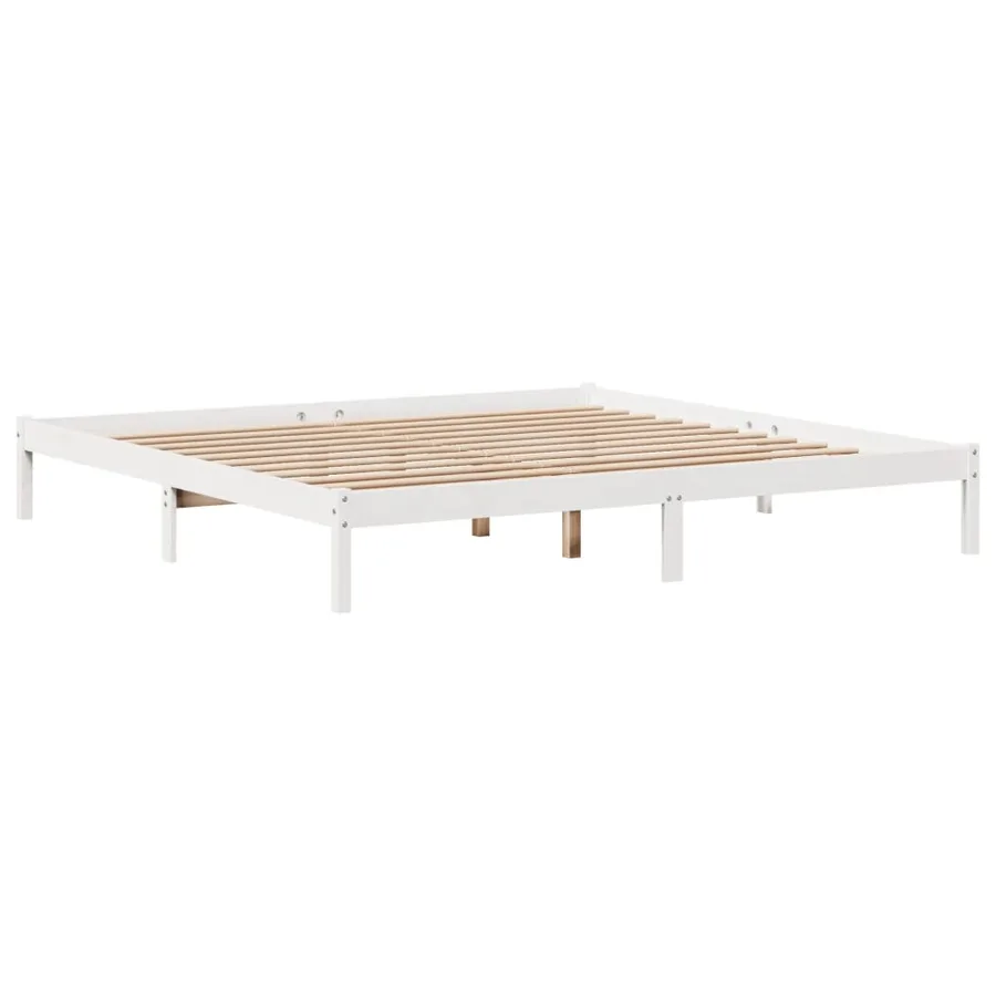 Cadre de lit sans matelas blanc 200x200 cm bois massif de pin - 7