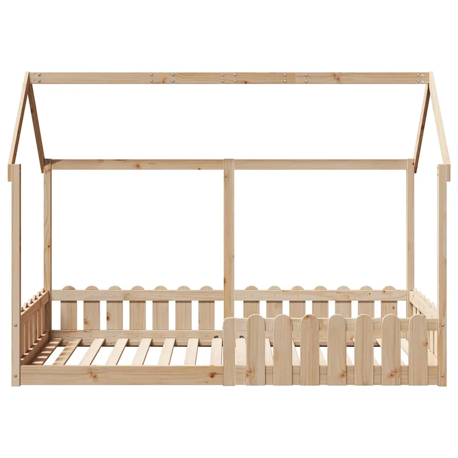 Cadre de lit d'enfants forme de maison sans matelas pin massif - 4