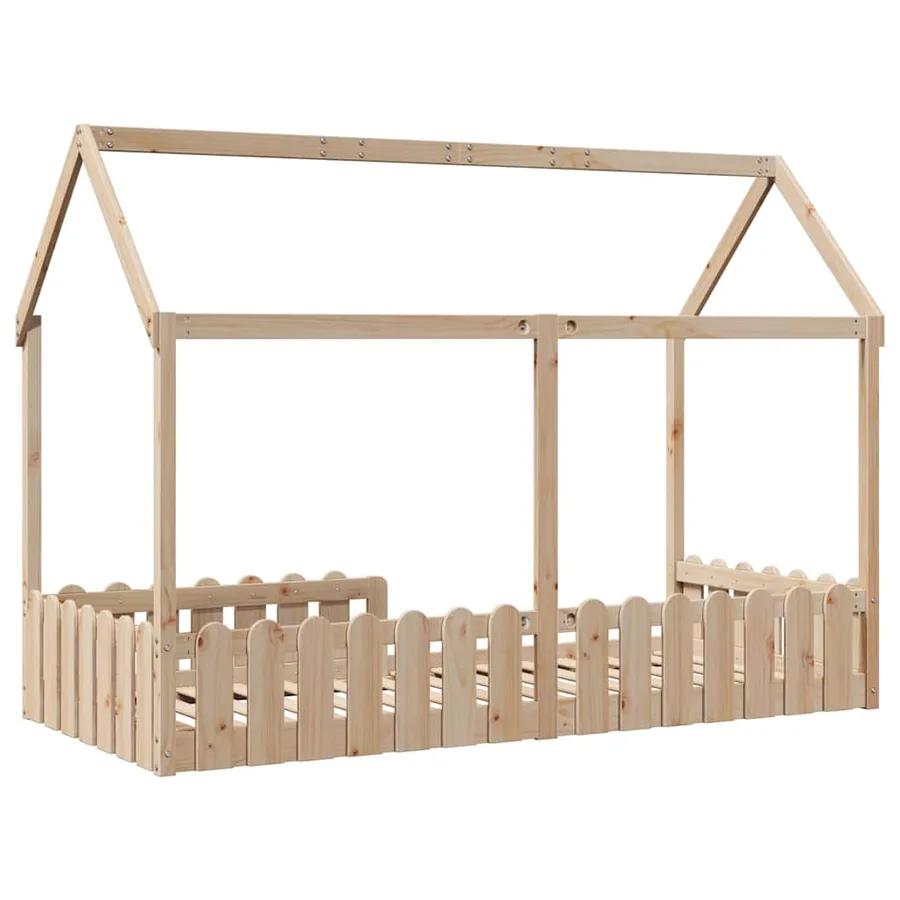 Cadre de lit d'enfants forme de maison sans matelas pin massif - 6