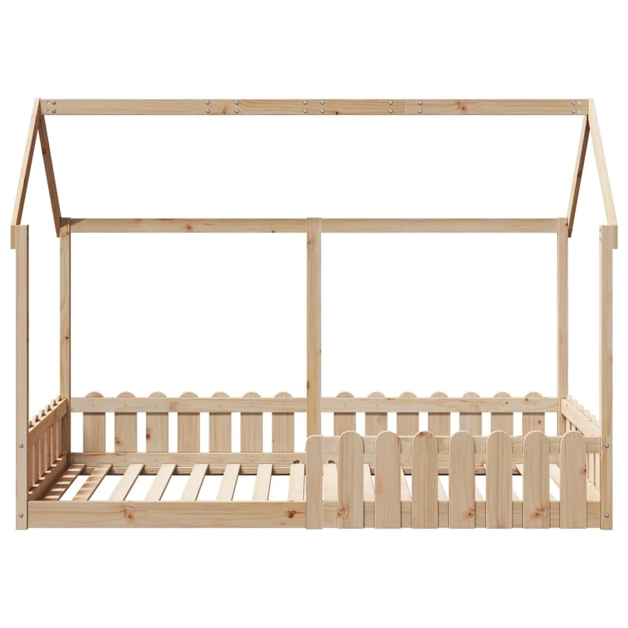 Cadre de lit d'enfants forme de maison sans matelas pin massif - 4