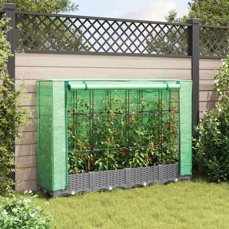 Jardinière surélevée avec housse aspect rotin 160x40x123 cm - 3