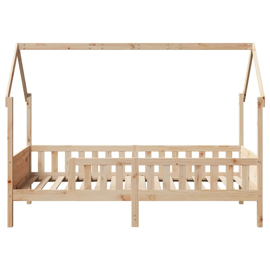 Cadre de lit d'enfants forme de maison sans matelas pin - 4