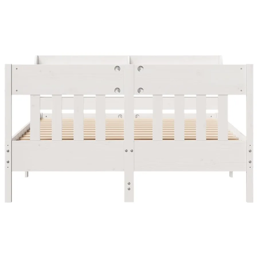 Cadre de lit sans matelas blanc 140x190 cm bois de pin massif - 4