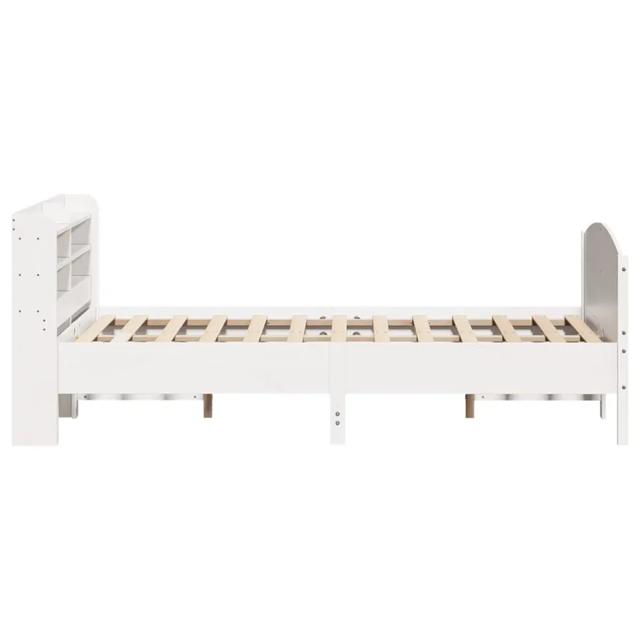 Cadre de lit sans matelas blanc 140x190 cm bois de pin massif - 5