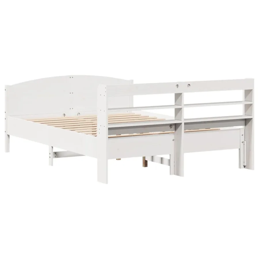 Cadre de lit sans matelas blanc 140x190 cm bois de pin massif - 6