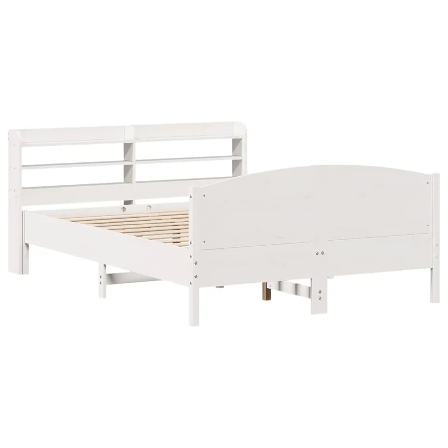 Cadre de lit sans matelas blanc 140x200 cm bois de pin massif - 3