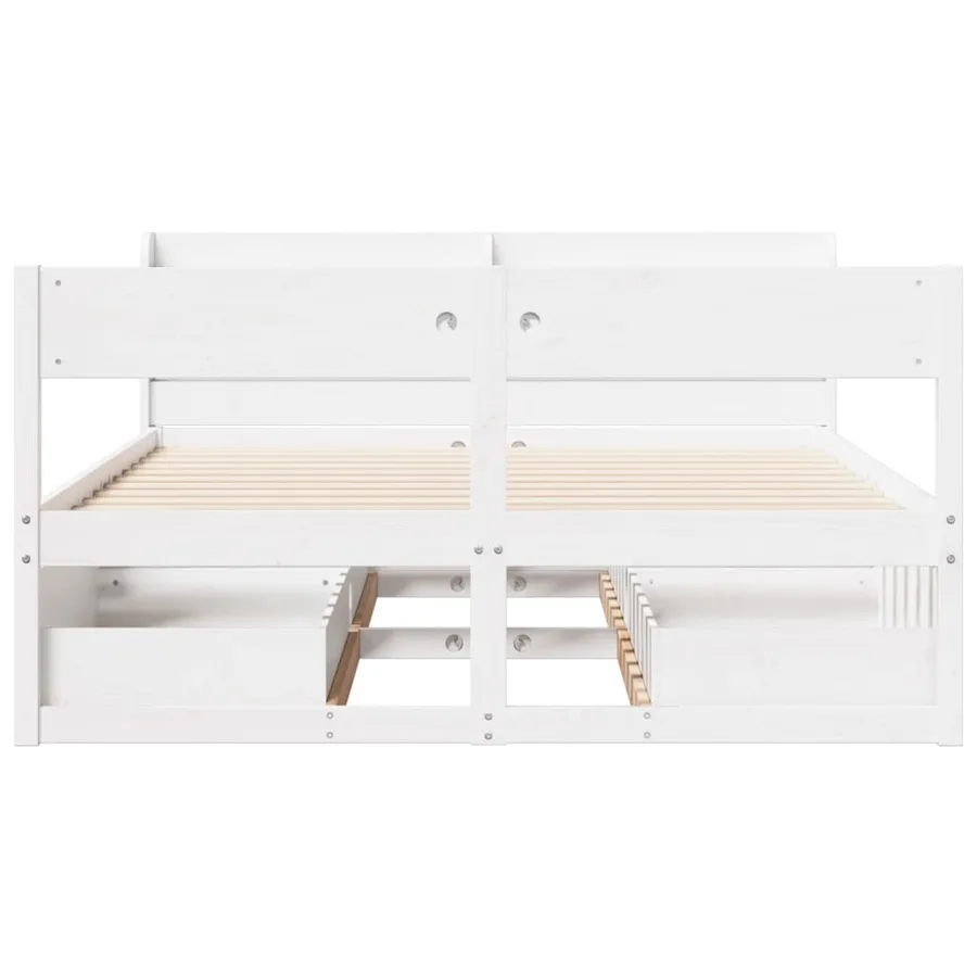 Cadre de lit sans matelas blanc 140x190 cm bois de pin massif - 4