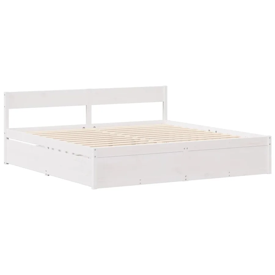 Cadre de lit sans matelas blanc 140x190 cm bois de pin massif - 5