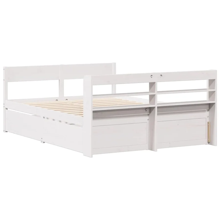 Cadre de lit sans matelas blanc 140x190 cm bois de pin massif - 8