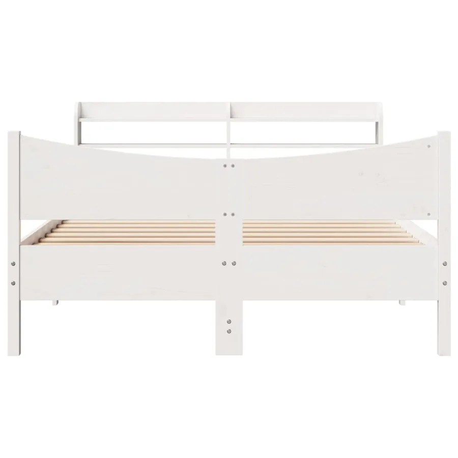 Cadre de lit avec tête de lit blanc 140x200 cm bois pin massif - 4