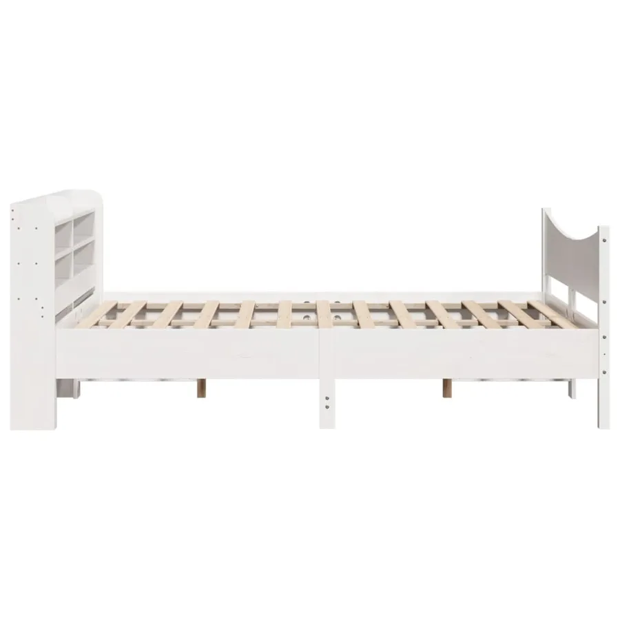 Cadre de lit avec tête de lit blanc 140x200 cm bois pin massif - 7