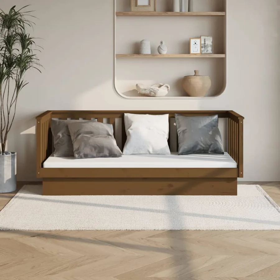 Lit de jour sans matelas marron miel 75x190 cm bois pin massif