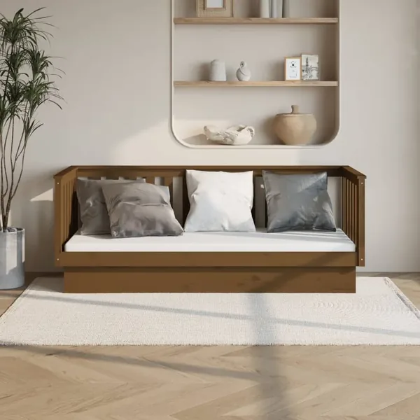 Lit de jour sans matelas marron miel 75x190 cm bois pin massif