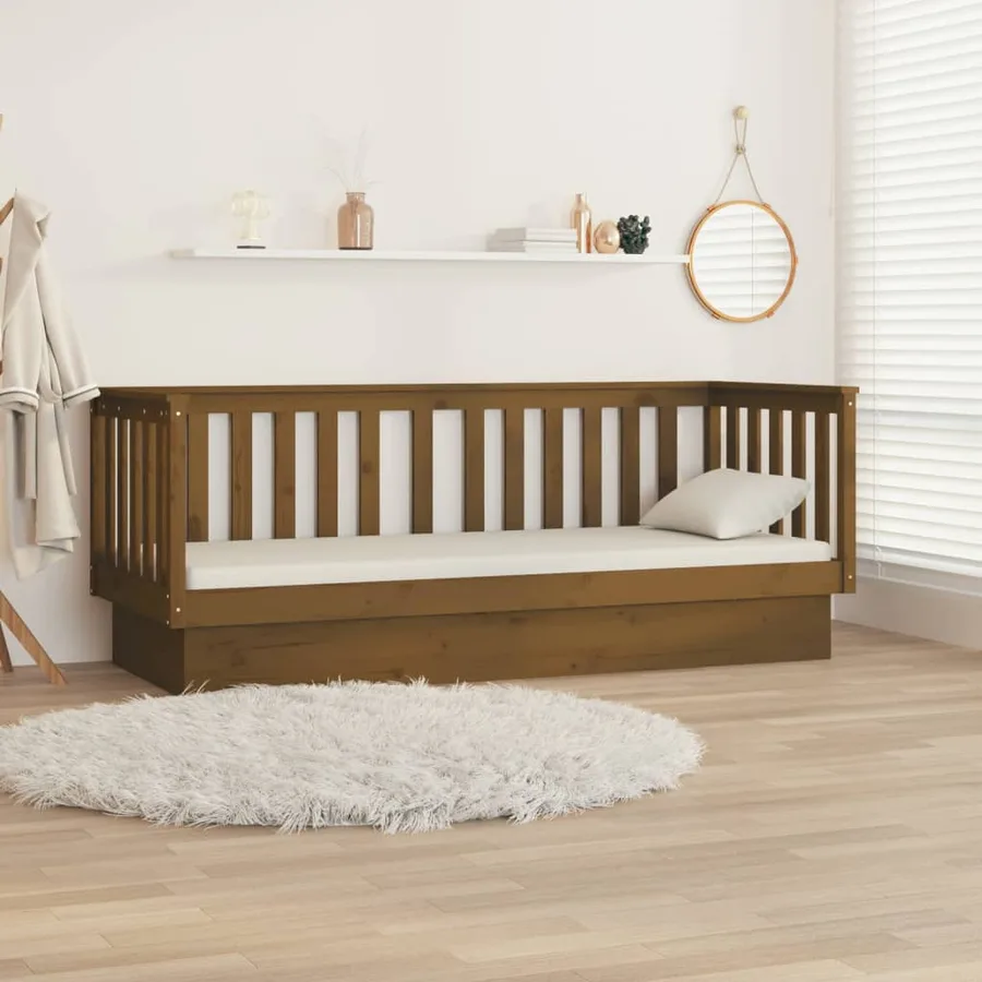 Lit de jour sans matelas marron miel 75x190 cm bois pin massif - 4